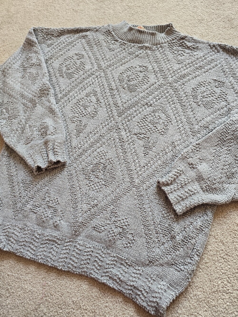 Vintage 90s Cotton Knit Sweater Large Made in Canada